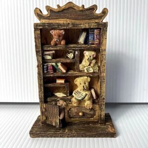 Russ Berrie Bears From The Past Book Shelf Collectibles Figurine Mini Dollhouse